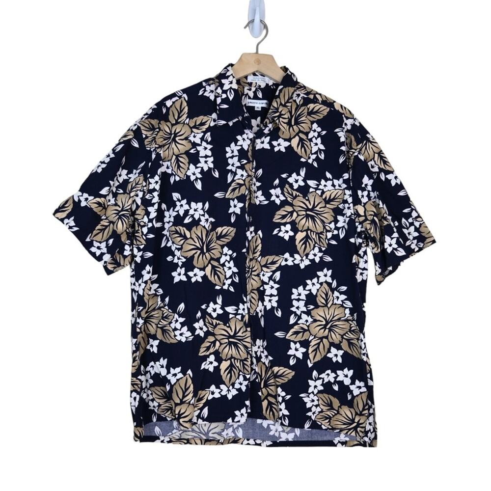Pierre Cardin Mens XL Tropical Hawaiian Print Button Down Shirt